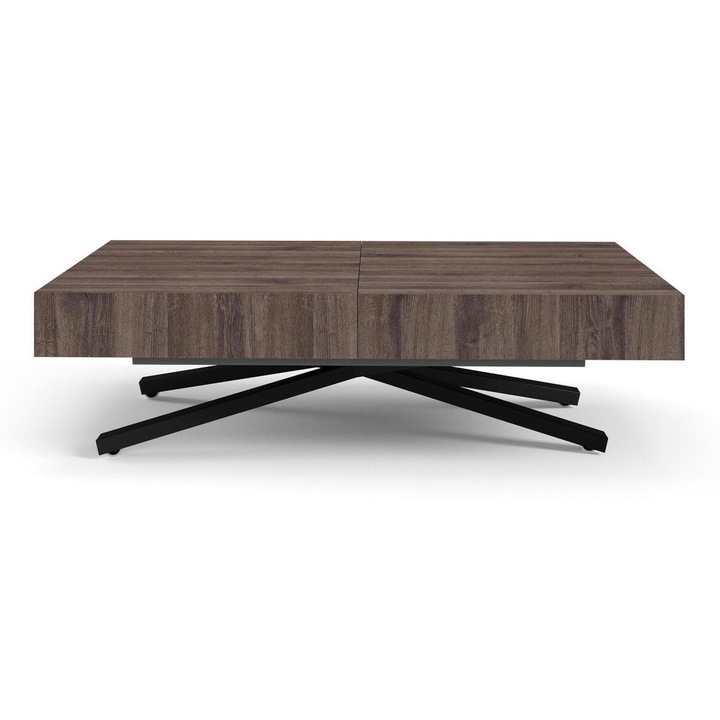Маса за кафе Sanna X, Furnlux, 80x80x200см, цвят дъб, стоманени крака