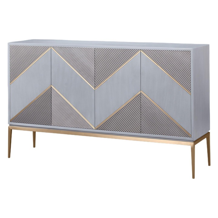 Bufet Stilig, Furnlux, gri, 150x40x90cm, 2 usi