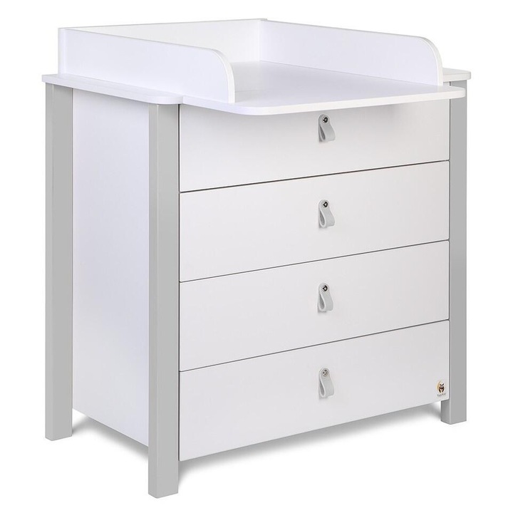 Повивалник Furnlux Etude, 4 чекмеджета, сив, повърхност за повиване 75x55см