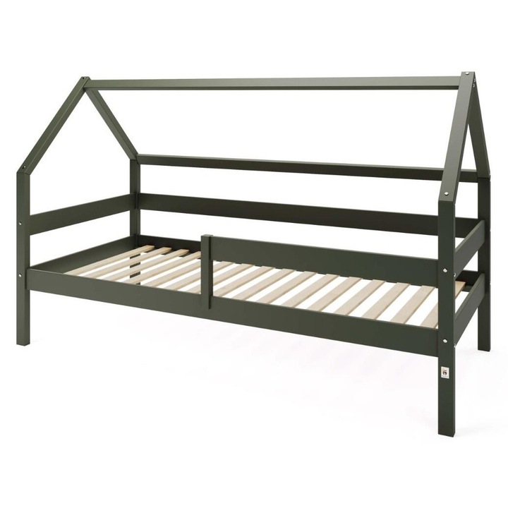 Легло тип къща Furnlux, Sole, 90x200см, зелено, борова дървесина, включена странична защита