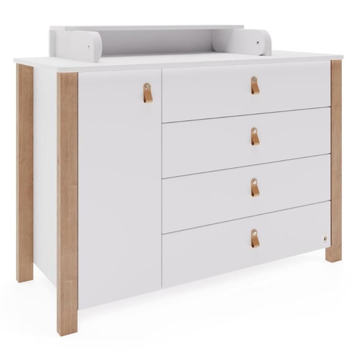 Маса за повиване Furnlux ETUDE II, 4 чекмеджета, бяла, 72x80см, сгъваем плот за повиване