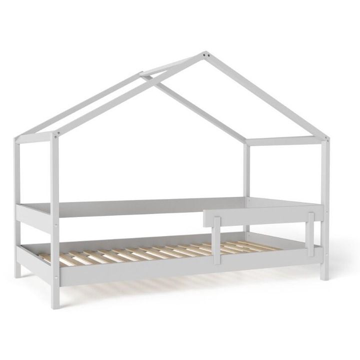 Патешко легло тип къща Hytte, Furnlux, светлосиво, 80x160 см, включена защитна преграда