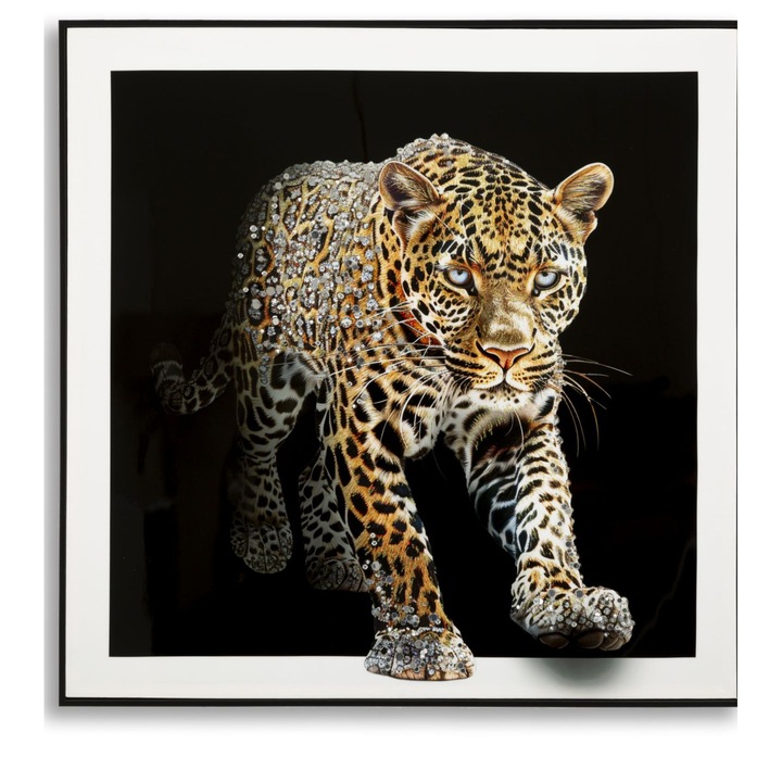 Картина Мауро Ферети, Ягуар, 82x82 см, живи детайли, здрава рамка