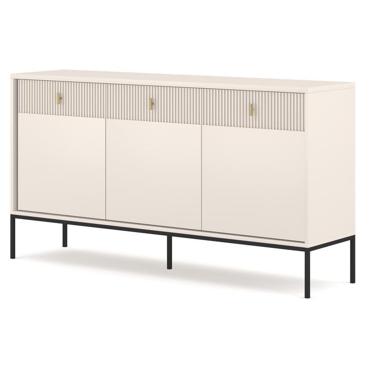 Bufet bucatarie, Furnlux, 6 rafturi, 3 sertare, bej, 154x83x39cm