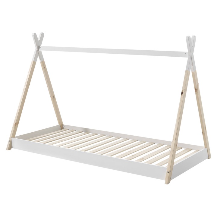 Детско легло Furnlux, Tipi, 90x200 см, закачлив дизайн, бежово