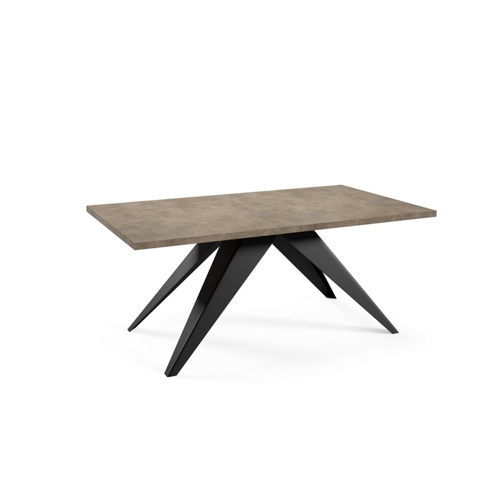 Трапезна маса Furnlux VENTO, сива и черна, 76x80x240 см, разтегателна