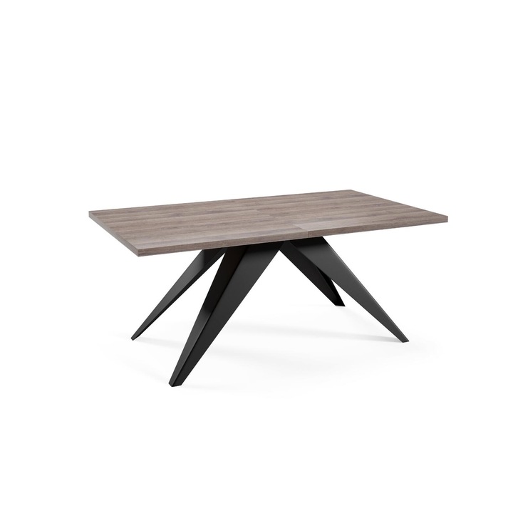 Трапезна маса Furnlux VENTO, 76x80x240 см, инженерно дърво, дъбов и черен завършек, разтегателна