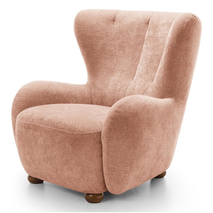 Fotoliu Furnlux Ciro, roz deschis si maro, 91x88x100cm