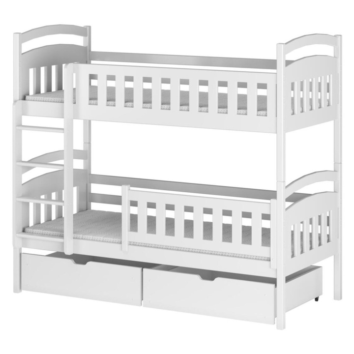 Pat etajat, Furnlux, 90x200cm, alb