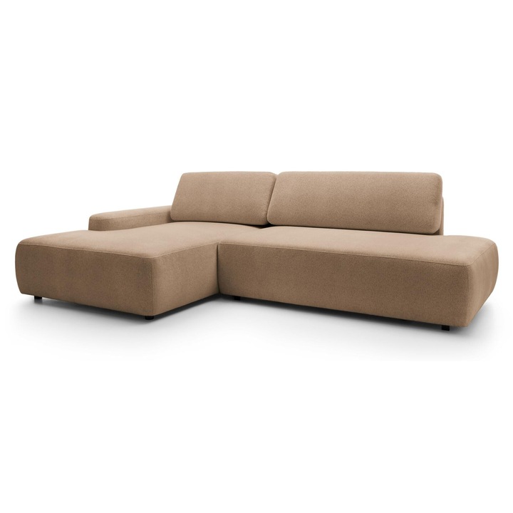 Canapea coltar Furnlux, 276x164cm, zona de dormit extensibila 210x125cm, maro nisip