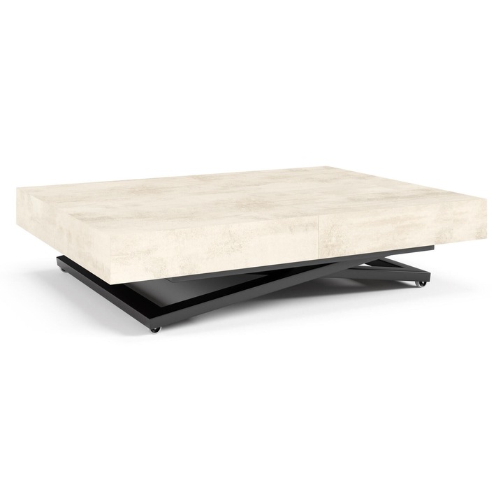 Masa de cafea Furnlux SANNA U alb 80x80x200cm, design industrial, multifunctional