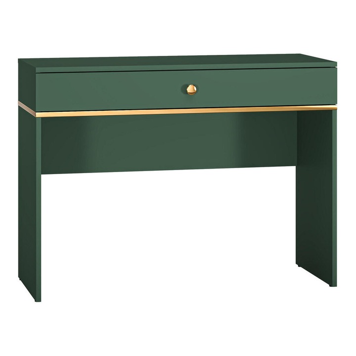 Consola mobilier Furnlux, verde si aurie, 79x100x40 cm, cu sertar