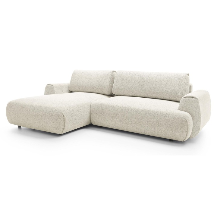 Canapea Furnlux Pocket 270cm, crem, alb si negru, spatiu de depozitare pentru lenjerie