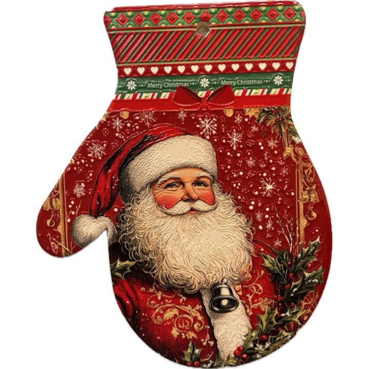 Tocator decorativ Eurozep, model mănușă Moș Crăciun, ceramică, 22x18cm, set multicolor