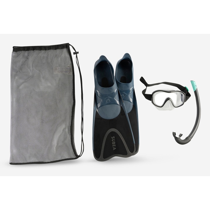 Set snorkeling labe de inot, masca si tub 100 gri - set pmt 100 negru adulti 36/37