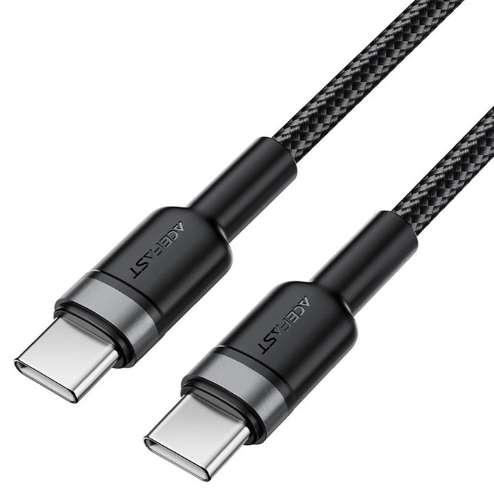 USB-C - USB-C adat- és töltőkábel, 1.2 m, Acefast, fekete színű, C22-03