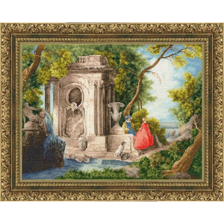 Set de brodat in cruciulita Golden Fleece "Scena in parc 1740" 43x33 cm