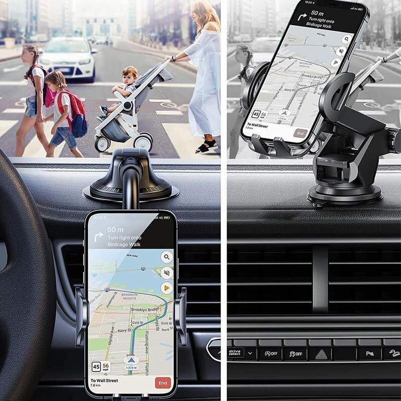 Suport auto pentru telefon Mozeeda, reglabil 360 grade, negru, silicon