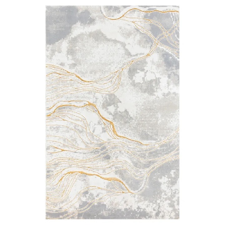 Covor Marmo, Modern, 150x230 CM, Culoare Auriu/Gri, Cod: 52809A