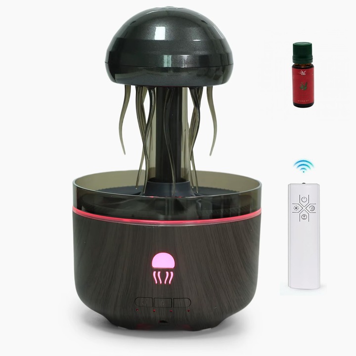 Difuzor de ulei esential cu flacara Flippy, aromaterapie, umidificator de aer, rezervor 180 ml, simulare efectelor de iluminare a flacarii, lumina veghe ajustabila, alb