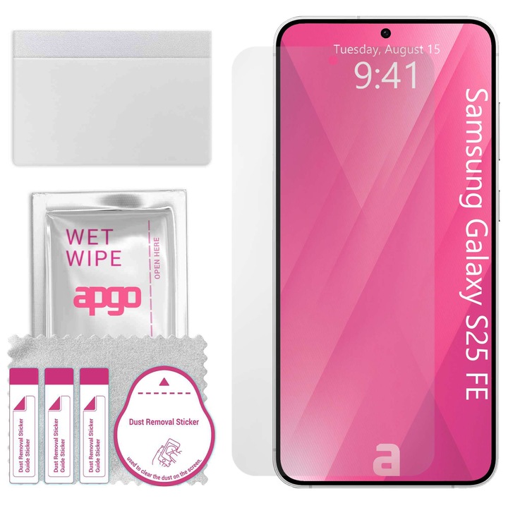 Folie de protectie apgo pentru Samsung Galaxy S25 FE – afisare completa, lucioasa, hidrogel, full glue, 5D
