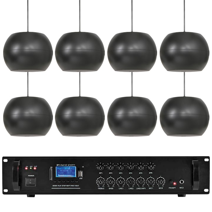 Sistem audio magazin showroom restaurant hala 8 boxe pendante Adastra PS50-B Bundle 8