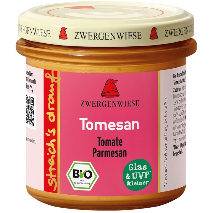 Crema tartinabila Tomesan cu tomate si parmezan, fara gluten bio, 135g