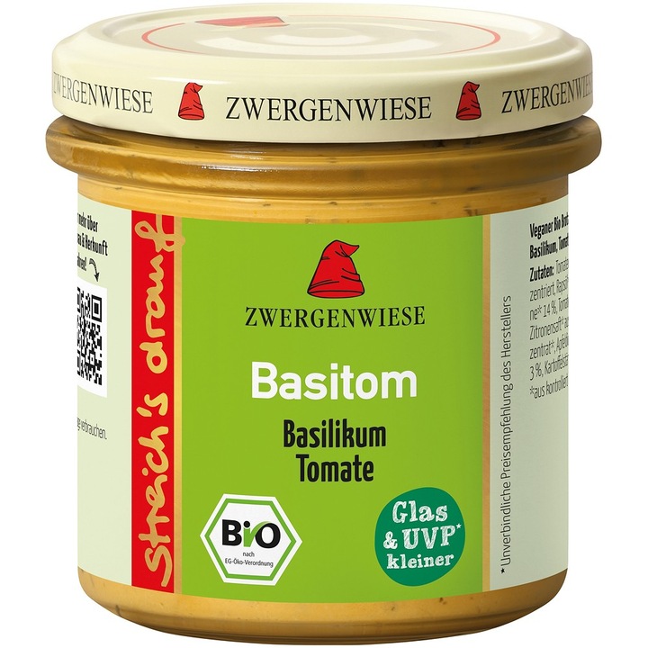 Crema tartinabila Basitom cu busuioc si tomate, fara gluten bio, 135g