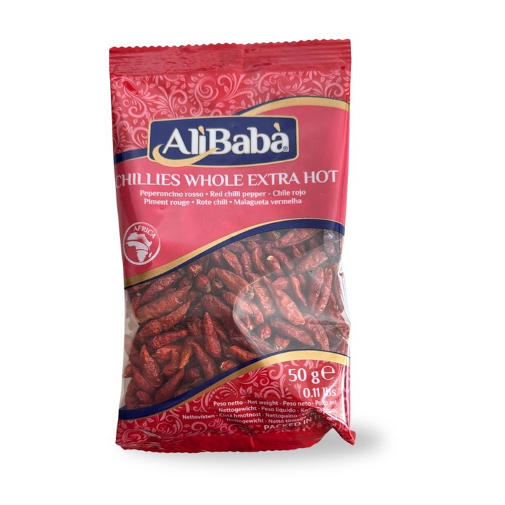 Ardei Extra Iute Intreg Ali Baba 50g, picant, aromat