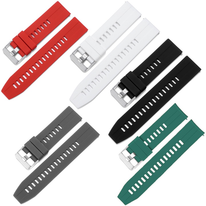 Set 5 curele silicon OptimStar pentru smartwatch, latime 22mm, rezistente la apa, confortabile, universale