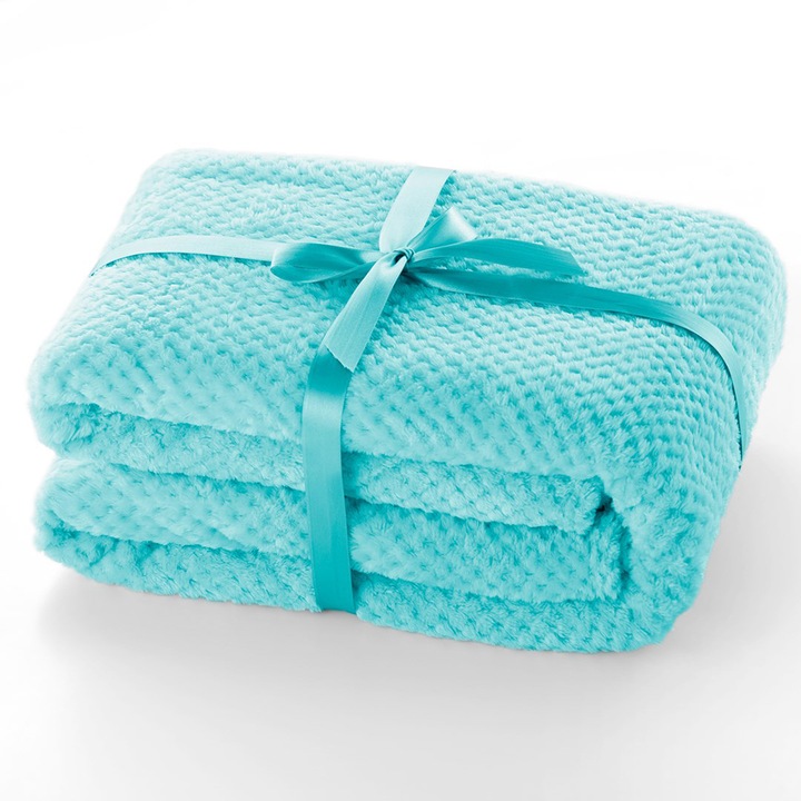 Модерно одеяло с жакардов релефен десен, Хенри, 240 гр/м2, 170x210 см, тюркоаз