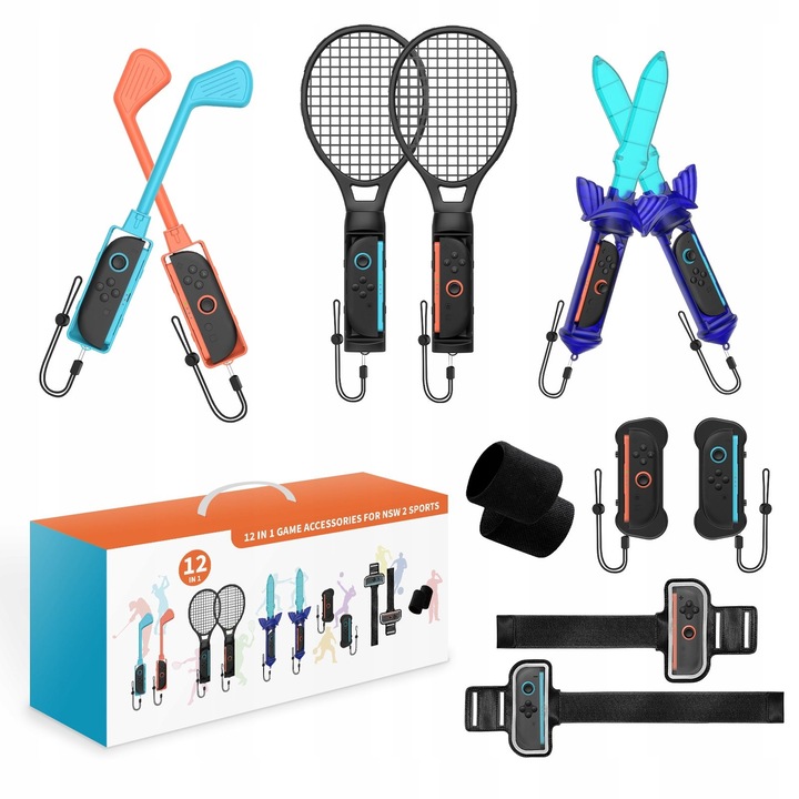 Set 12in1 Accesorii Manere Sport Golf Tenis Zelda pentru Nintendo Switch 2, NSW 2, JYS-2277