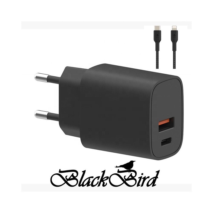 BlackBird T131 Hálózati Adapter + Lightning kábel 1m Black, 295932, Töltő