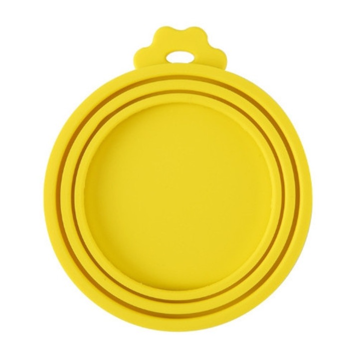 Set de 3 capace pentru Conserve Hrana animale, Galben, Material silicon, Design Etans