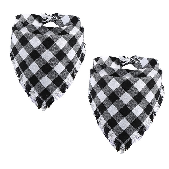 Комплект от 2 кърпи за кучета, карирани, от памук, за домашни любимци
