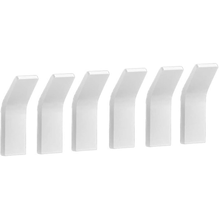 Set 6 carlige din aluminiu, alb, 2x3x7cm, capacitate maxima 10kg