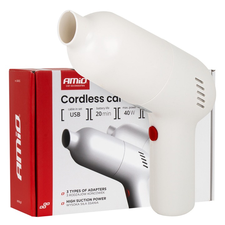 Aspirator auto fara fir AMiO VC-07, 40W, 4,5 kPa, filtr HEPA, incarcare USB-C