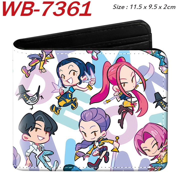 Дамско кожено портмоне, стил група момичета ловци на демони, отделения за съхранение, многоцветно