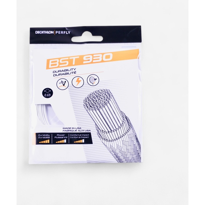 Cordaj badminton Perfly BST930, alb, 0.69 mm, 10 m