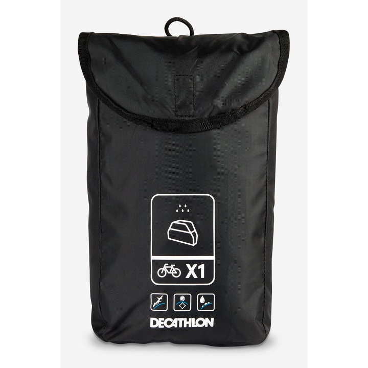 Husă protecție bicicletă, Decathlon, negru fumuriu, cu husă de depozitare