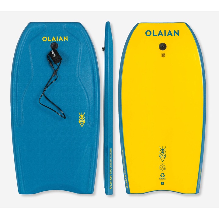 Bodyboard 100, OLAIAN, polietilenă reciclată, roz, 42cm