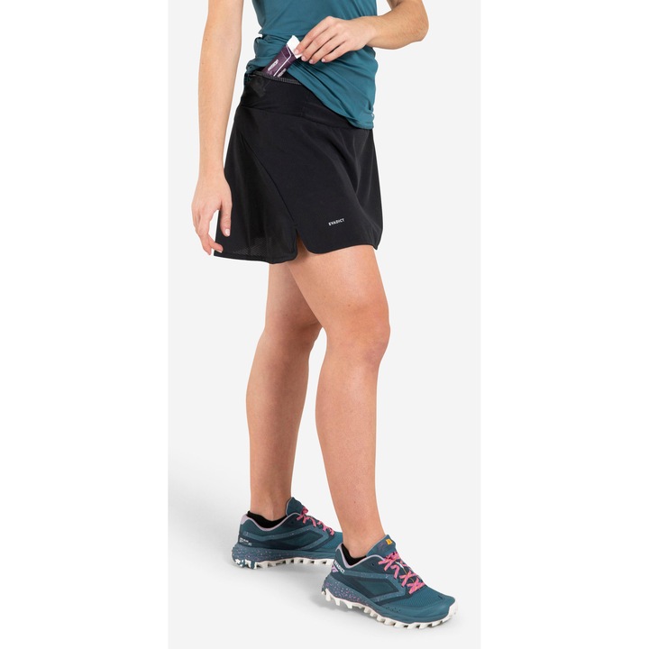Fusta-Pantalon Alergare Trail Running functionar functionar burta functionar regulat regulat capitol, Negru