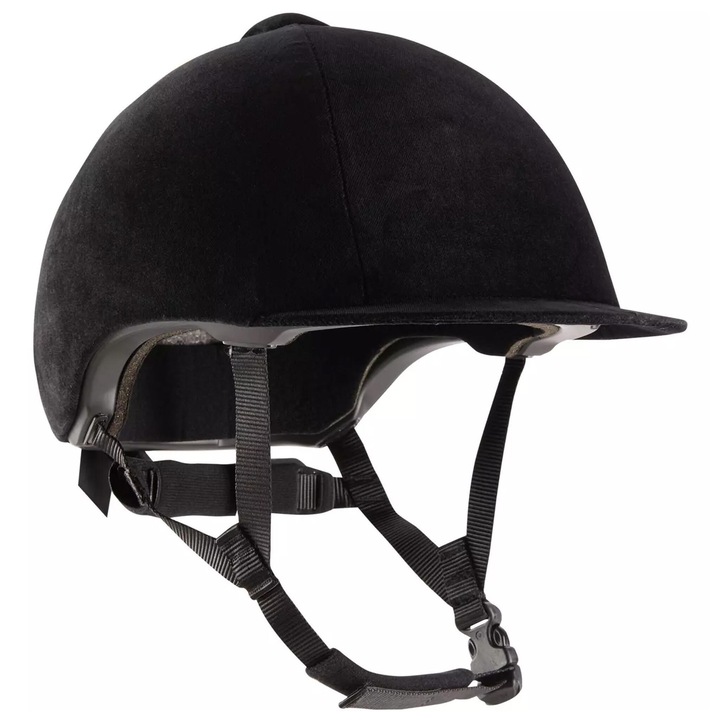 Husa echitatie FOUGANZA, catifea neagră, 53cm, adulti si copii