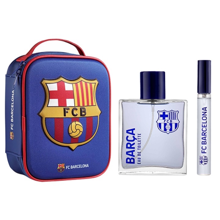 Set parfumuri pentru baieti FC Barcelona Air-Val, apa de toaleta 100 ml, apa de toaleta 10 ml
