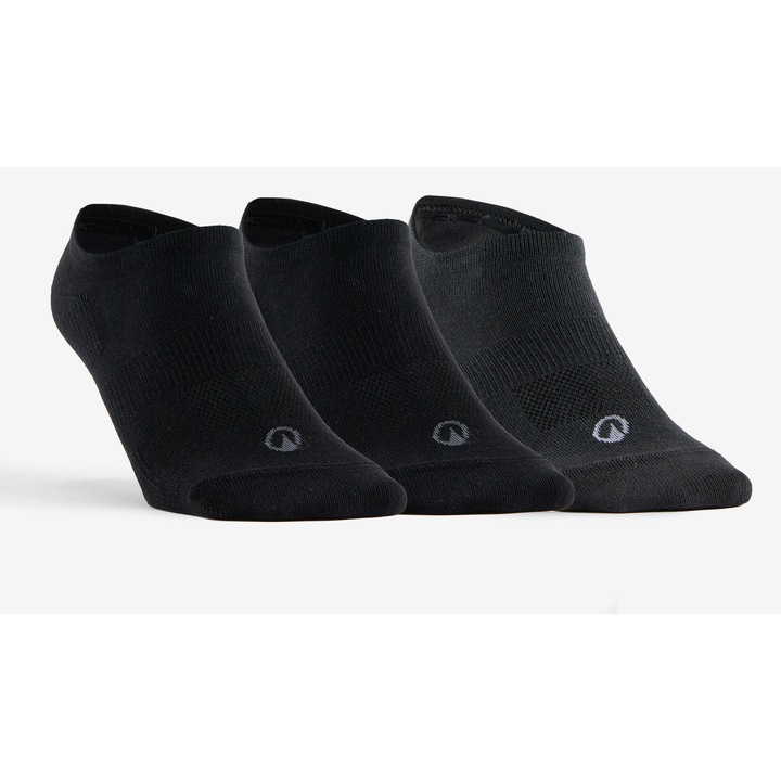 Set 3 perechi sosete sport scurte Decathlon, alb, negru, gri, 39/42