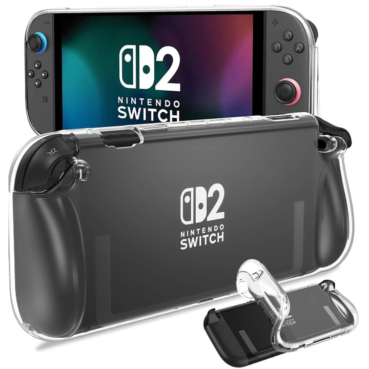 Husa din silicon EtuiTab pentru Nintendo Switch 2 2025, transparenta, protectie completa, 7,9"