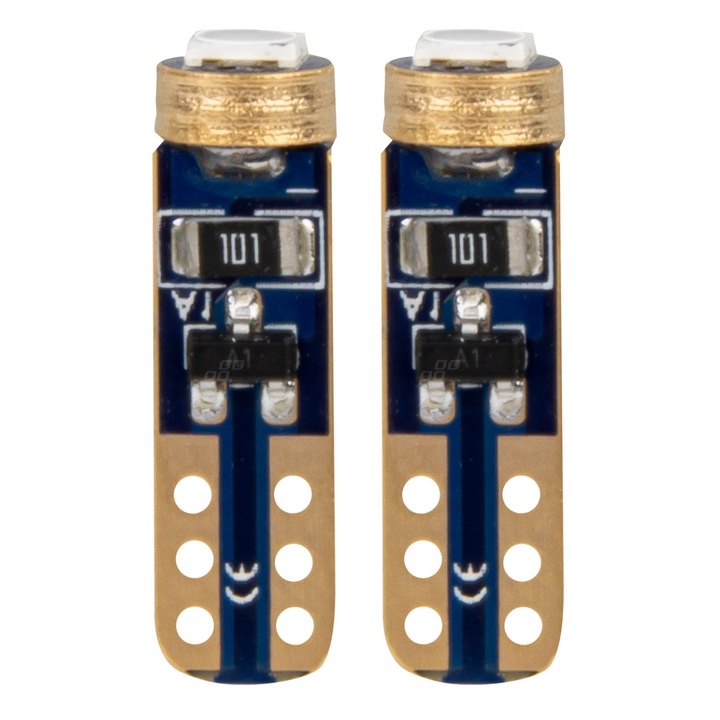 LED крушки T5 W1W 12V 3030, AMiO, комплект 2 броя, зелени