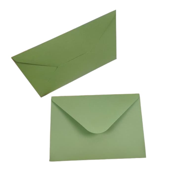 Комплект 100 декоративни плика, 11.4x16.2см, хартия, 110гр/м2, зелен