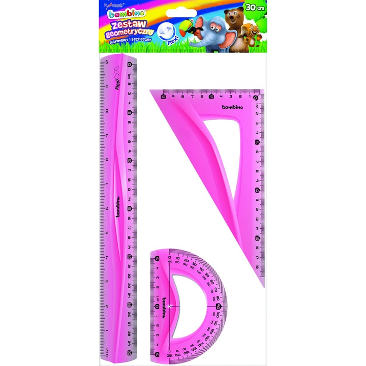 Set instrumente geometrice 3 piese, ST. MAJEWSKI, 30cm, multicolor