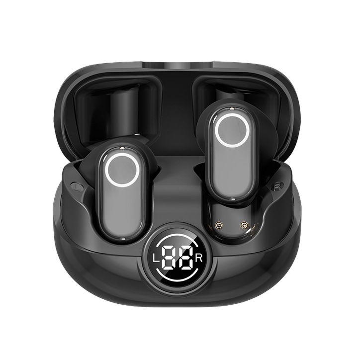 Casti Bluetooth Lanxun M89, V5.4, 10m, negru, 5.5x4.3x2.6cm